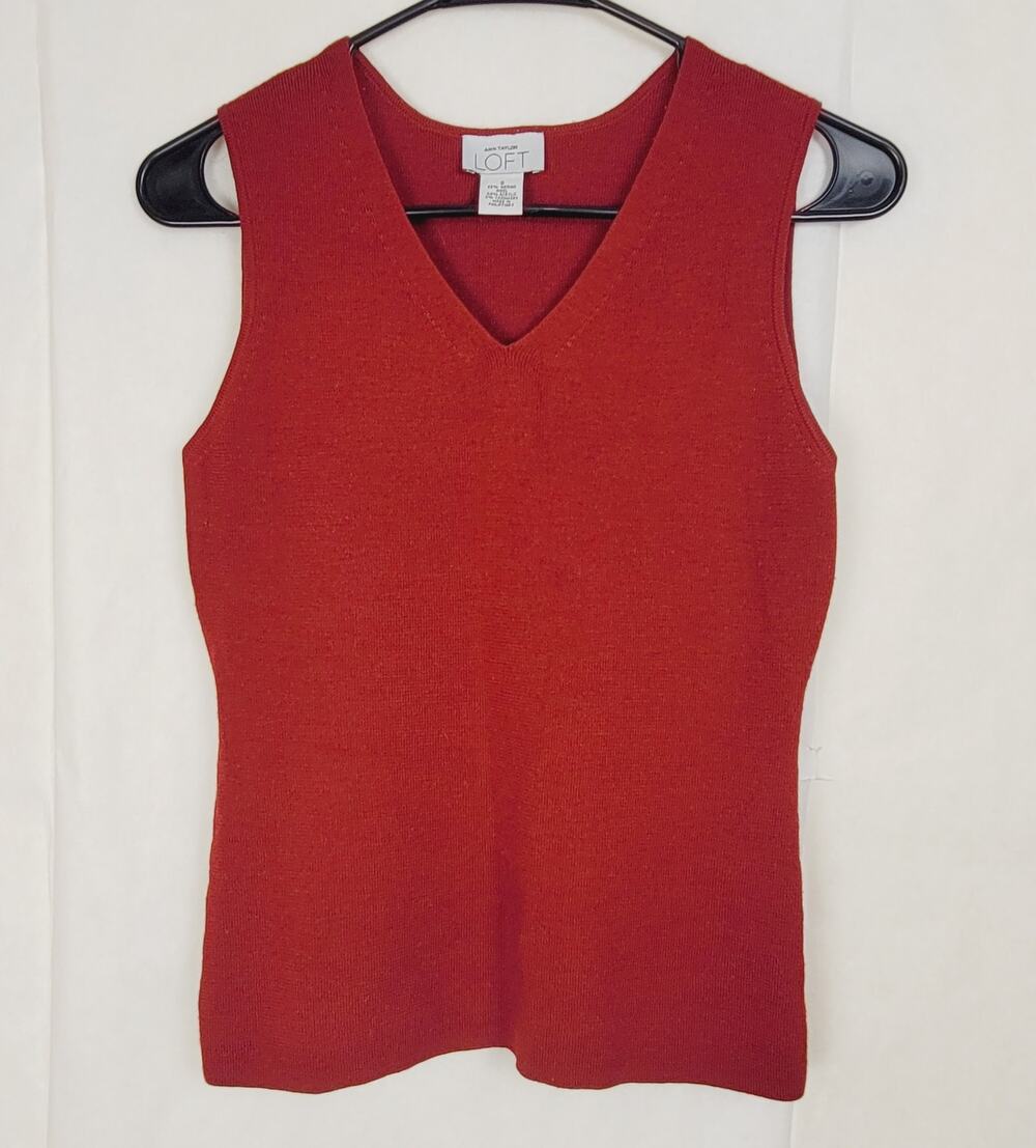 Loft maroon red Merino wool cashmere sweater vest Size small Preppy Academia
